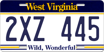 WV license plate 2XZ445