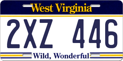 WV license plate 2XZ446