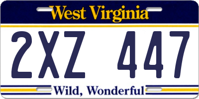 WV license plate 2XZ447
