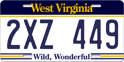 WV license plate 2XZ449