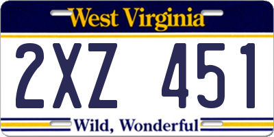 WV license plate 2XZ451