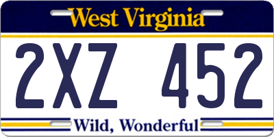 WV license plate 2XZ452