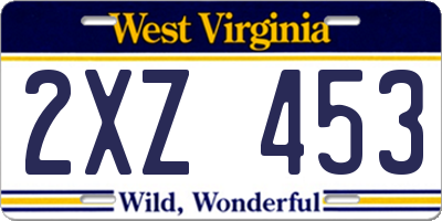 WV license plate 2XZ453
