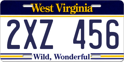 WV license plate 2XZ456