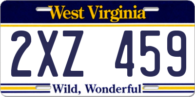 WV license plate 2XZ459