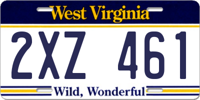WV license plate 2XZ461