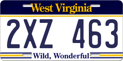 WV license plate 2XZ463