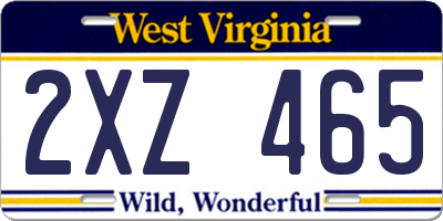 WV license plate 2XZ465