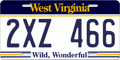 WV license plate 2XZ466