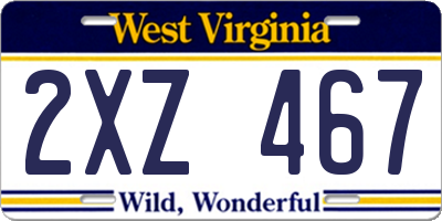 WV license plate 2XZ467