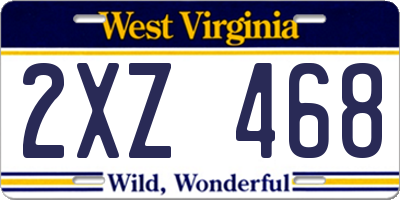 WV license plate 2XZ468
