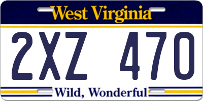 WV license plate 2XZ470