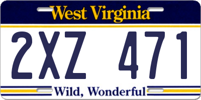 WV license plate 2XZ471