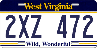 WV license plate 2XZ472