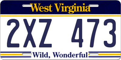WV license plate 2XZ473