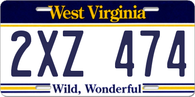 WV license plate 2XZ474