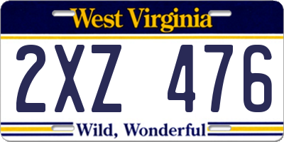 WV license plate 2XZ476