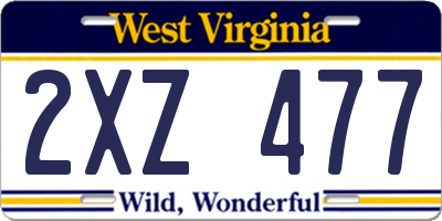 WV license plate 2XZ477