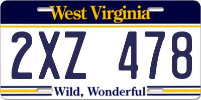 WV license plate 2XZ478