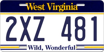 WV license plate 2XZ481