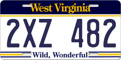 WV license plate 2XZ482