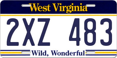 WV license plate 2XZ483