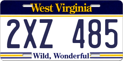 WV license plate 2XZ485
