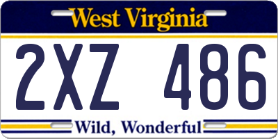 WV license plate 2XZ486