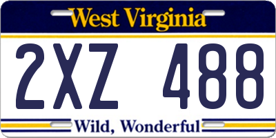 WV license plate 2XZ488
