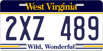 WV license plate 2XZ489