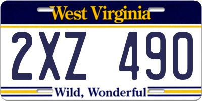 WV license plate 2XZ490