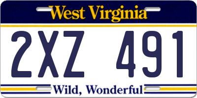WV license plate 2XZ491