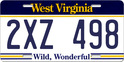 WV license plate 2XZ498