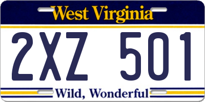 WV license plate 2XZ501