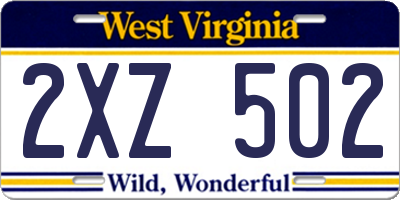 WV license plate 2XZ502