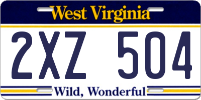 WV license plate 2XZ504