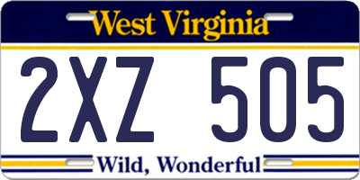 WV license plate 2XZ505