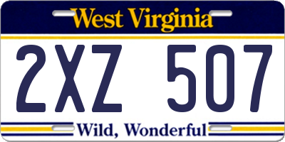 WV license plate 2XZ507