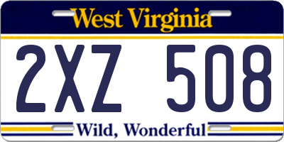 WV license plate 2XZ508
