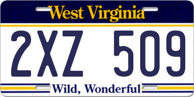 WV license plate 2XZ509