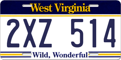WV license plate 2XZ514