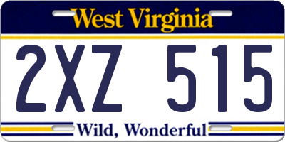 WV license plate 2XZ515