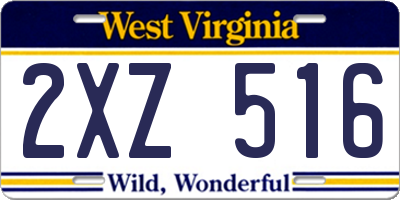 WV license plate 2XZ516