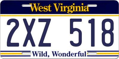 WV license plate 2XZ518