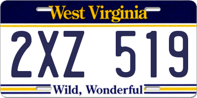 WV license plate 2XZ519