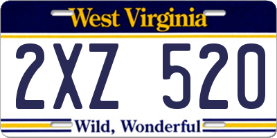 WV license plate 2XZ520