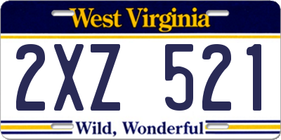 WV license plate 2XZ521