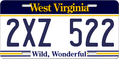 WV license plate 2XZ522