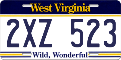 WV license plate 2XZ523