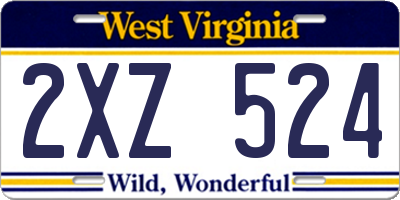 WV license plate 2XZ524
